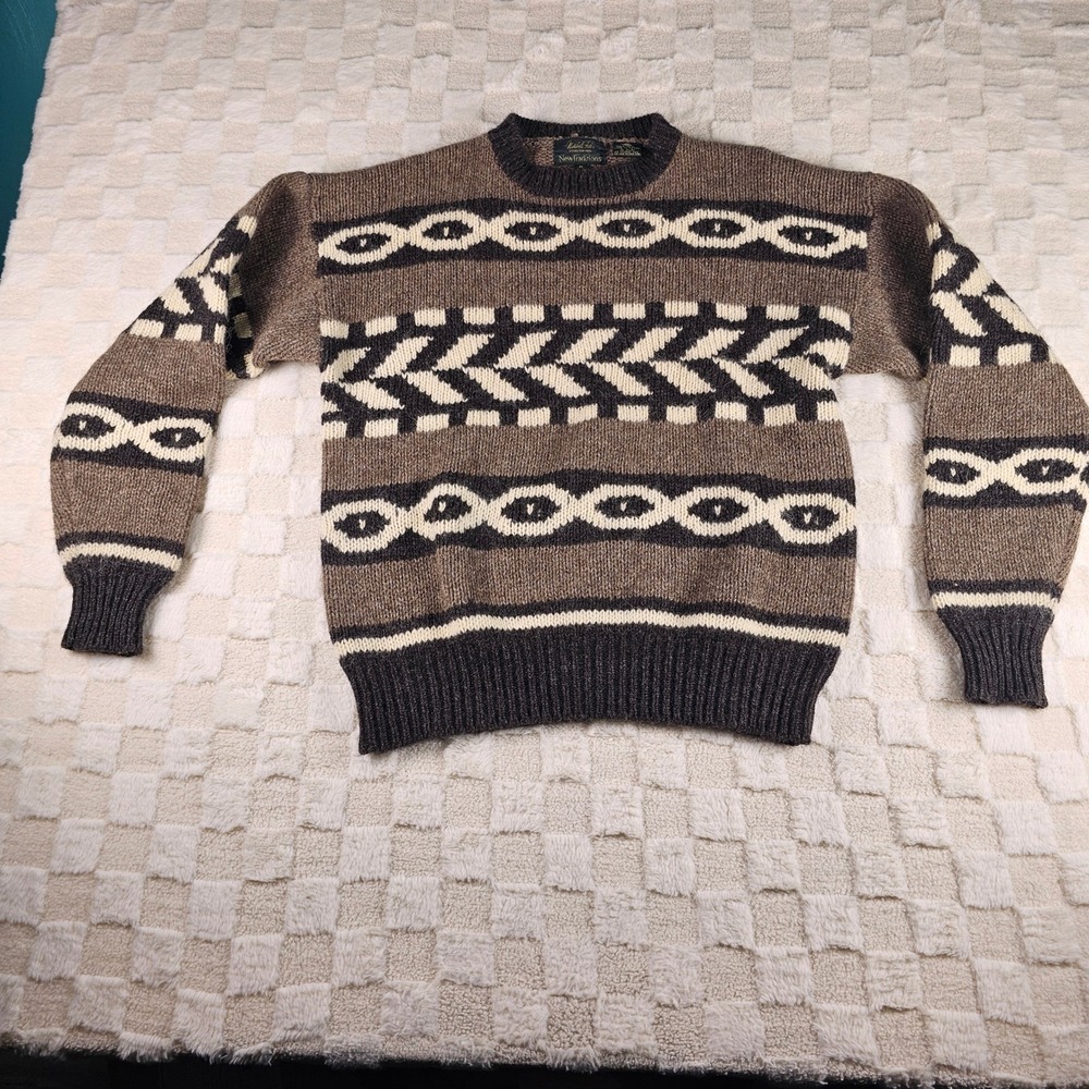 Marshall Field's New Traditions Mens Wool Geometric Crewneck Sweater Brown M